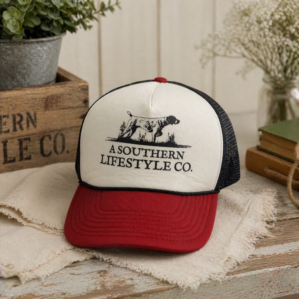 Southern Lifestyle Co Trucker Hat Red White Blue | GSP hat | hunting
